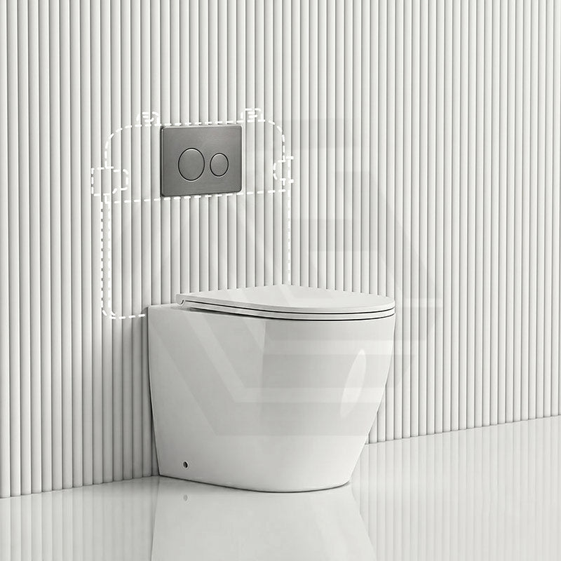 Lukka Procida Rimless Wall Faced Toilet with R&T Inwall Cistern & Buttons - Gloss White