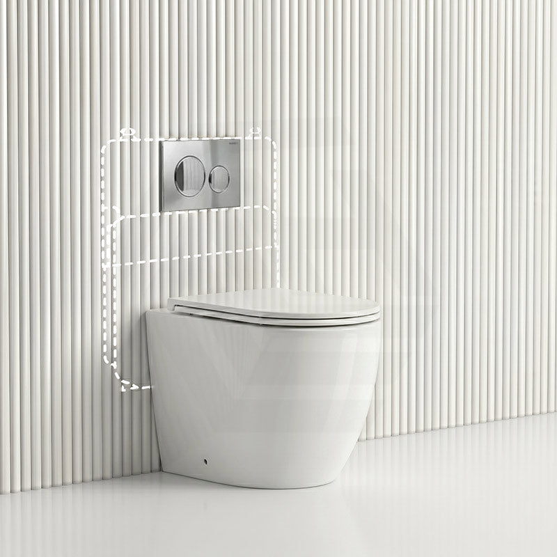 Lukka Procida Rimless Wall Faced Toilet with Sigma8 Inwall Cistern & Sigma Buttons - Gloss White