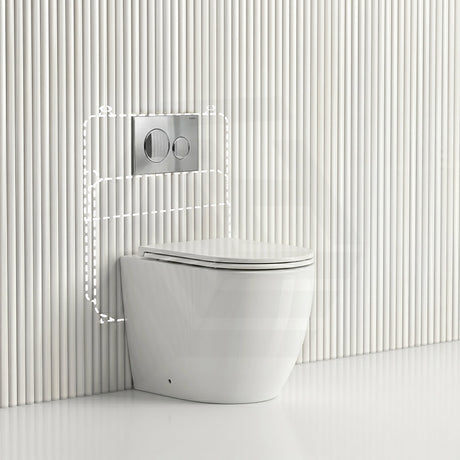 Lukka Procida Rimless Wall Faced Toilet with Sigma8 Inwall Cistern & Sigma Buttons - Gloss White