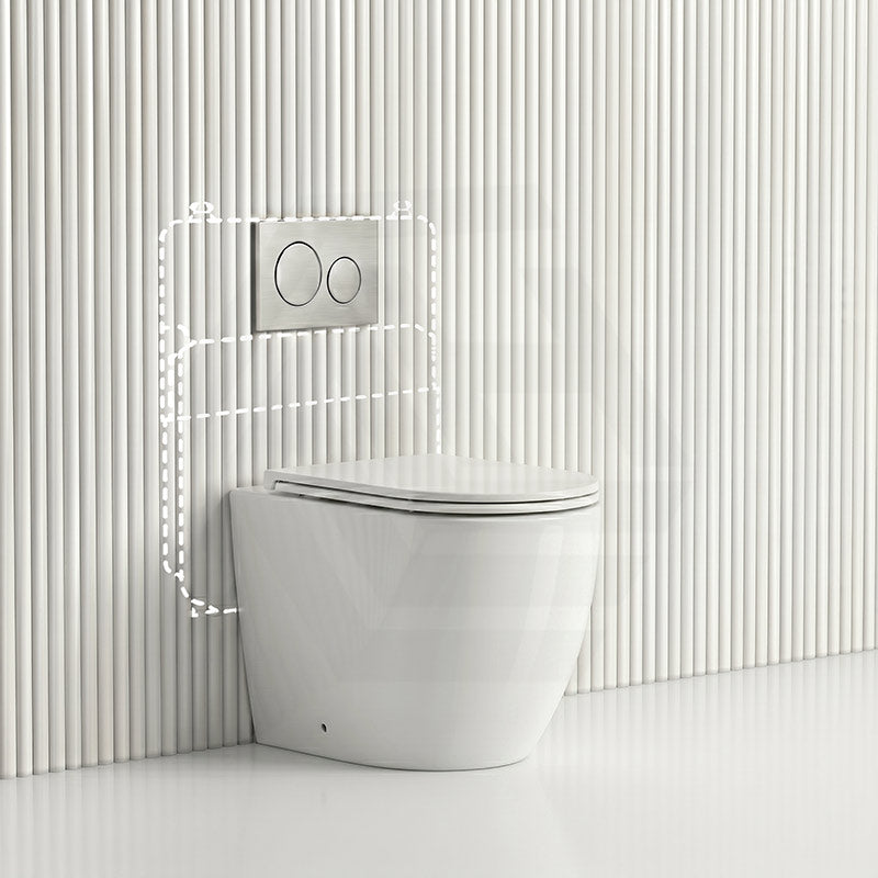 Lukka Procida Rimless Wall Faced Toilet with Sigma8 Inwall Cistern & Sigma Buttons - Gloss White