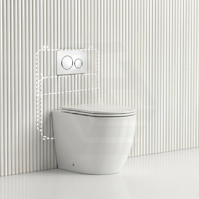 Lukka Procida Rimless Wall Faced Toilet with Sigma8 Inwall Cistern & Sigma Buttons - Gloss White