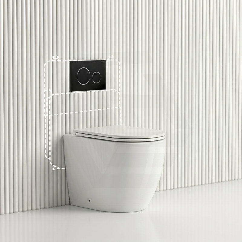 Lukka Procida Rimless Wall Faced Toilet with Sigma8 Inwall Cistern & Sigma Buttons - Gloss White