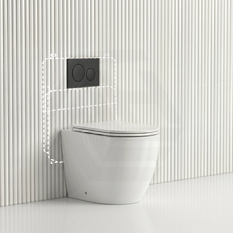 Lukka Procida Rimless Wall Faced Toilet with Sigma8 Inwall Cistern & Sigma Buttons - Gloss White
