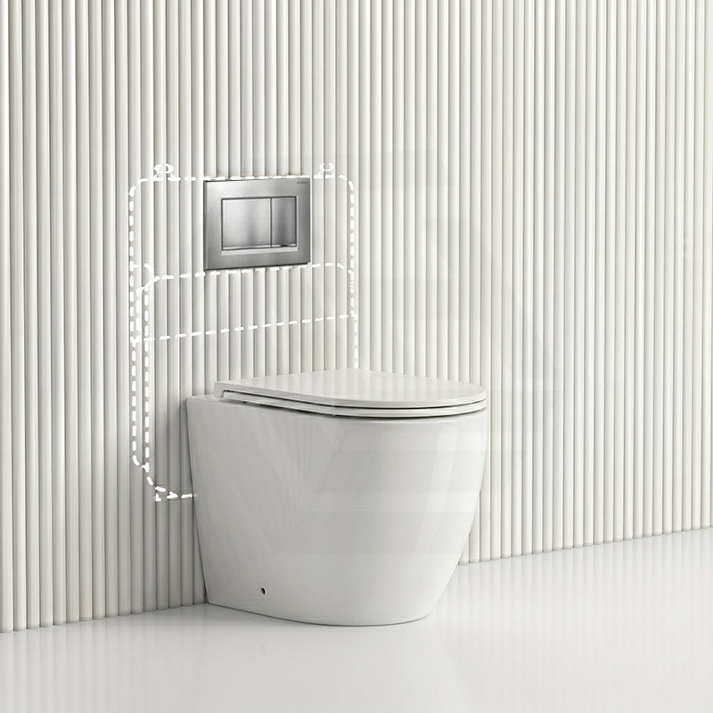 Lukka Procida Rimless Wall Faced Toilet with Sigma8 Inwall Cistern & Sigma Buttons - Gloss White