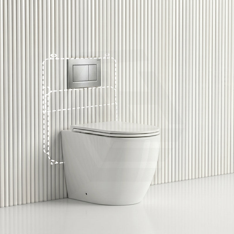 Lukka Procida Rimless Wall Faced Toilet with Sigma8 Inwall Cistern & Sigma Buttons - Gloss White