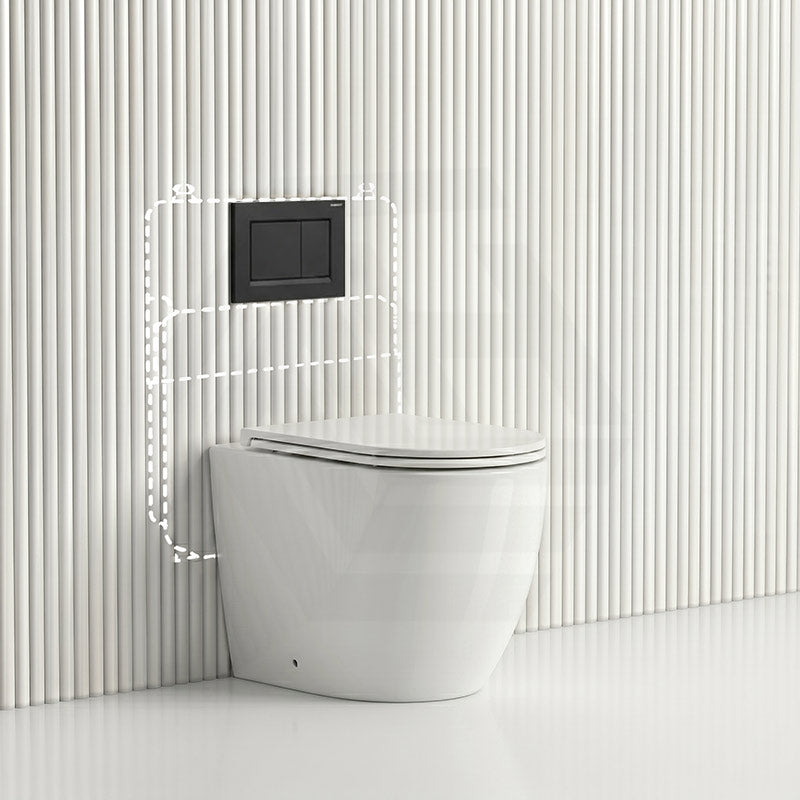Lukka Procida Rimless Wall Faced Toilet with Sigma8 Inwall Cistern & Sigma Buttons - Gloss White