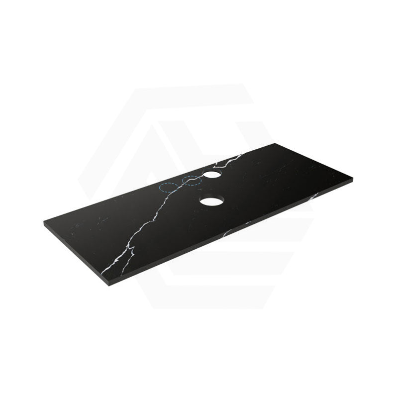 Lukka 20mm Thick Calacatta Night Zero Silica Engineer Stone Top with Center Waste Hole,  12 /10/2 O'clock Semi Drilled Tap Hole Available 605-1505mm