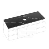 Lukka 20mm Thick Calacatta Night Zero Silica Engineer Stone Top with Center Waste Hole,  12 /10/2 O'clock Semi Drilled Tap Hole Available 605-1505mm