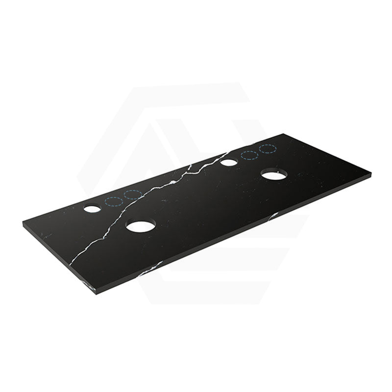 Lukka 20mm Thick Calacatta Night Zero Silica Engineer Stone Top with Center Waste Hole,  12 /10/2 O'clock Semi Drilled Tap Hole Available 605-1505mm