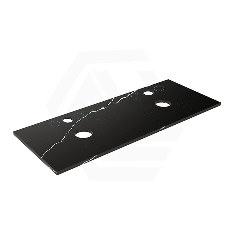Lukka 20mm Thick Calacatta Night Zero Silica Engineer Stone Top with Center Waste Hole,  12 /10/2 O'clock Semi Drilled Tap Hole Available 605-1505mm