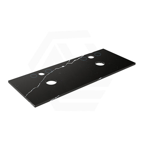 Lukka 20mm Thick Calacatta Night Zero Silica Engineer Stone Top with Center Waste Hole,  12 /10/2 O'clock Semi Drilled Tap Hole Available 605-1505mm