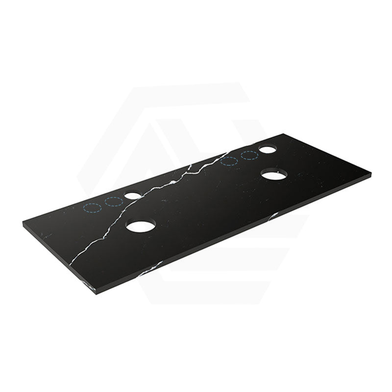 Lukka 20mm Thick Calacatta Night Zero Silica Engineer Stone Top with Center Waste Hole,  12 /10/2 O'clock Semi Drilled Tap Hole Available 605-1505mm