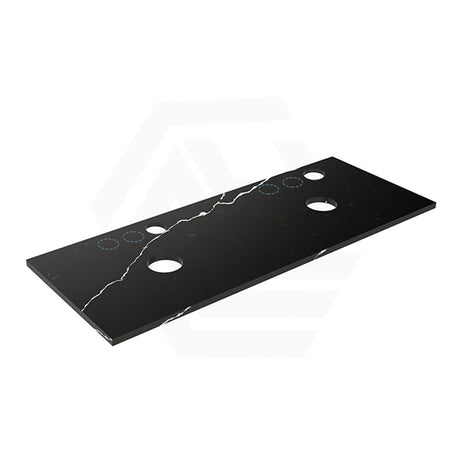Lukka 20mm Thick Calacatta Night Zero Silica Engineer Stone Top with Center Waste Hole,  12 /10/2 O'clock Semi Drilled Tap Hole Available 605-1505mm