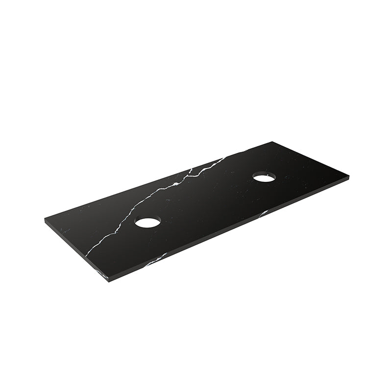 Lukka 20mm Thick Calacatta Night Zero Silica Engineer Stone Top with Center Waste Hole,  12 /10/2 O'clock Semi Drilled Tap Hole Available 605-1505mm