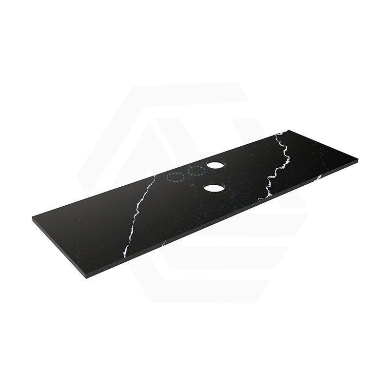 Lukka 20mm Thick Calacatta Night Zero Silica Engineer Stone Top with Center Waste Hole,  12 /10/2 O'clock Semi Drilled Tap Hole Available 605-1505mm