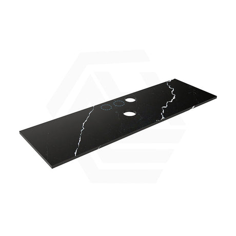 Lukka 20mm Thick Calacatta Night Zero Silica Engineer Stone Top with Center Waste Hole,  12 /10/2 O'clock Semi Drilled Tap Hole Available 605-1505mm