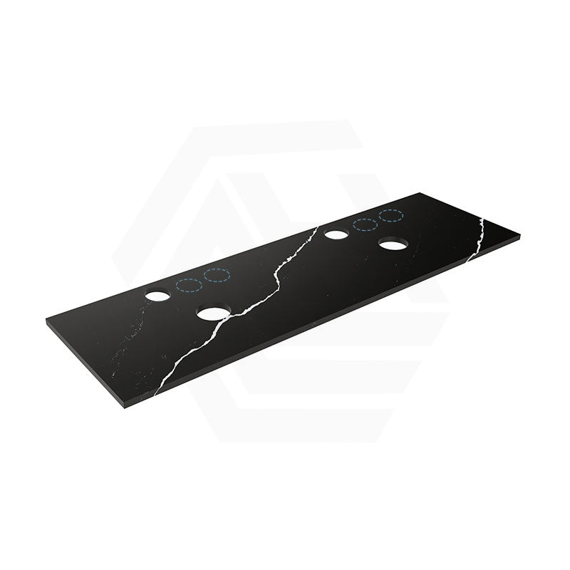 Lukka 20mm Thick Calacatta Night Zero Silica Engineer Stone Top with Center Waste Hole,  12 /10/2 O'clock Semi Drilled Tap Hole Available 605-1505mm