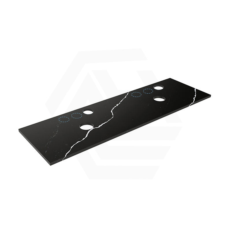 Lukka 20mm Thick Calacatta Night Zero Silica Engineer Stone Top with Center Waste Hole,  12 /10/2 O'clock Semi Drilled Tap Hole Available 605-1505mm