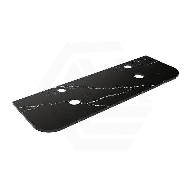 Lukka 20mm Thick Calacatta Night Curved Edge Zero Silica Engineer Stone Top with Center Waste Hole,  12 /10/2 O'clock Semi Drilled Tap Hole Available 605-1805mm