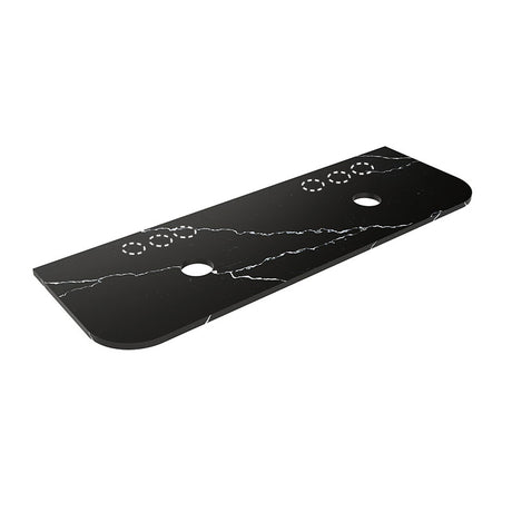 Lukka 20mm Thick Calacatta Night Curved Edge Zero Silica Engineer Stone Top with Center Waste Hole,  12 /10/2 O'clock Semi Drilled Tap Hole Available 605-1805mm