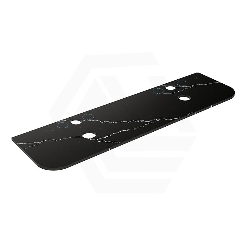Lukka 20mm Thick Calacatta Night Curved Edge Zero Silica Engineer Stone Top with Center Waste Hole,  12 /10/2 O'clock Semi Drilled Tap Hole Available 605-1805mm