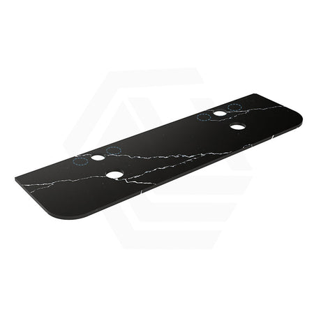 Lukka 20mm Thick Calacatta Night Curved Edge Zero Silica Engineer Stone Top with Center Waste Hole,  12 /10/2 O'clock Semi Drilled Tap Hole Available 605-1805mm