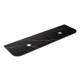 Lukka 20mm Thick Calacatta Night Curved Edge Zero Silica Engineer Stone Top with Center Waste Hole,  12 /10/2 O'clock Semi Drilled Tap Hole Available 605-1805mm