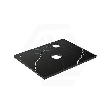 Lukka 20mm Thick Calacatta Night Zero Silica Engineer Stone Top with Center Waste Hole,  12 /10/2 O'clock Semi Drilled Tap Hole Available 605-1505mm