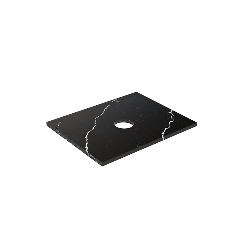 Lukka 20mm Thick Calacatta Night Zero Silica Engineer Stone Top with Center Waste Hole,  12 /10/2 O'clock Semi Drilled Tap Hole Available 605-1505mm