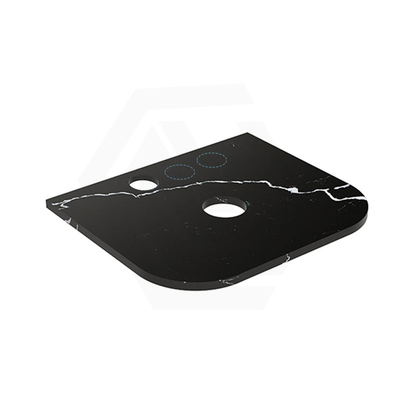 Lukka 20mm Thick Calacatta Night Curved Edge Zero Silica Engineer Stone Top with Center Waste Hole,  12 /10/2 O'clock Semi Drilled Tap Hole Available 605-1805mm