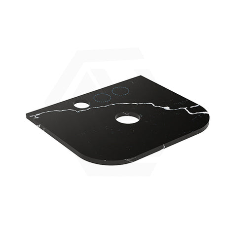 Lukka 20mm Thick Calacatta Night Curved Edge Zero Silica Engineer Stone Top with Center Waste Hole,  12 /10/2 O'clock Semi Drilled Tap Hole Available 605-1805mm