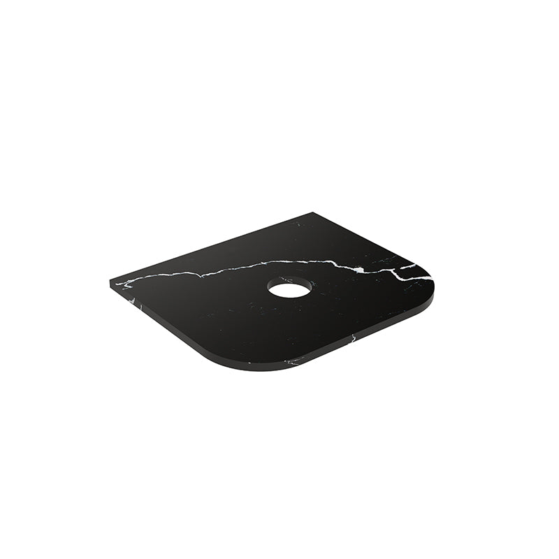 Lukka 20mm Thick Calacatta Night Curved Edge Zero Silica Engineer Stone Top with Center Waste Hole,  12 /10/2 O'clock Semi Drilled Tap Hole Available 605-1805mm