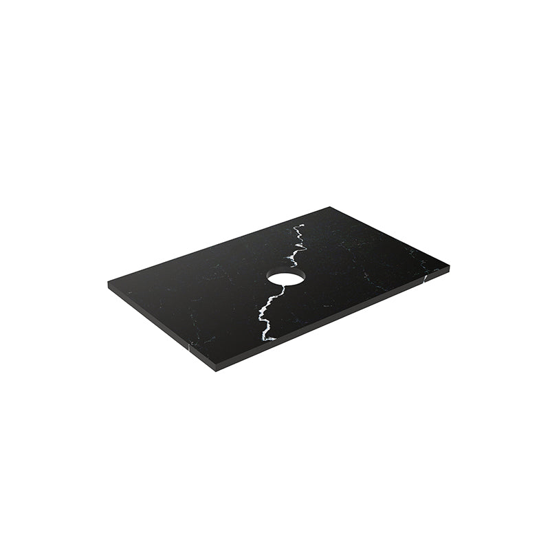 Lukka 20mm Thick Calacatta Night Zero Silica Engineer Stone Top with Center Waste Hole,  12 /10/2 O'clock Semi Drilled Tap Hole Available 605-1505mm
