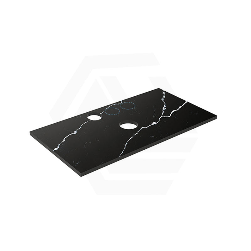 Lukka 20mm Thick Calacatta Night Zero Silica Engineer Stone Top with Center Waste Hole,  12 /10/2 O'clock Semi Drilled Tap Hole Available 605-1505mm
