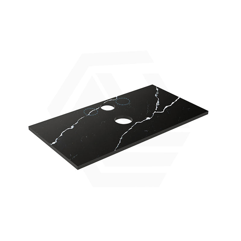 Lukka 20mm Thick Calacatta Night Zero Silica Engineer Stone Top with Center Waste Hole,  12 /10/2 O'clock Semi Drilled Tap Hole Available 605-1505mm