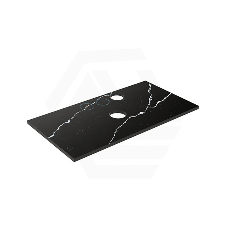 Lukka 20mm Thick Calacatta Night Zero Silica Engineer Stone Top with Center Waste Hole,  12 /10/2 O'clock Semi Drilled Tap Hole Available 605-1505mm