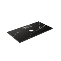 Lukka 20mm Thick Calacatta Night Zero Silica Engineer Stone Top with Center Waste Hole,  12 /10/2 O'clock Semi Drilled Tap Hole Available 605-1505mm