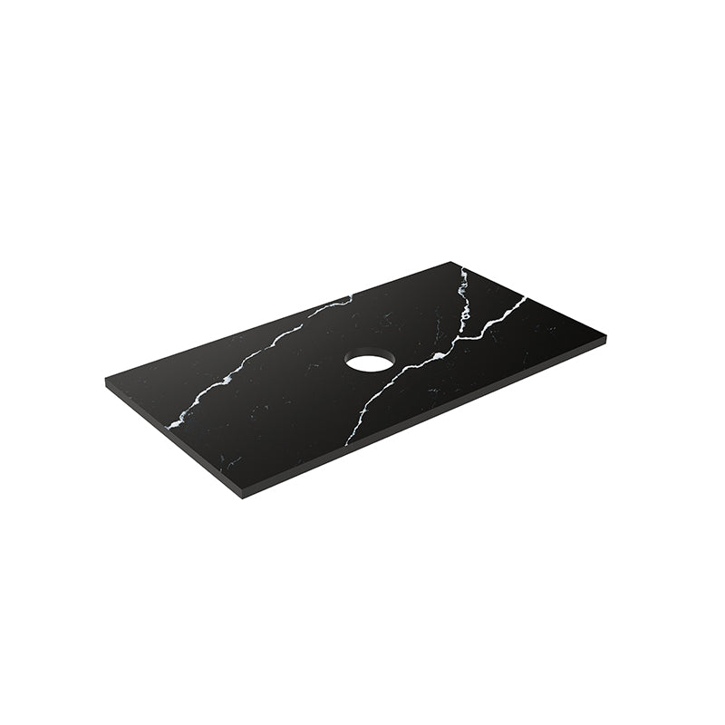 Lukka 20mm Thick Calacatta Night Zero Silica Engineer Stone Top with Center Waste Hole,  12 /10/2 O'clock Semi Drilled Tap Hole Available 605-1505mm
