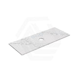 20mm Thick Lukka Calacatta White Zero Silica Engineered Stone Vanity Top with Center Waste Hole, 605-1505mm, Semi-Drilled Tap Hole at 12/10/2 O'clock Positions