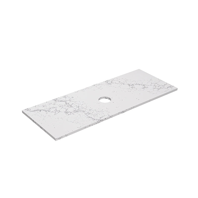 Lukka 20mm Thick Calacatta White Zero Silica Engineer Stone Top with Center Waste Hole,  12 /10/2 O'clock Semi Drilled Tap Hole Available 605-1505mm