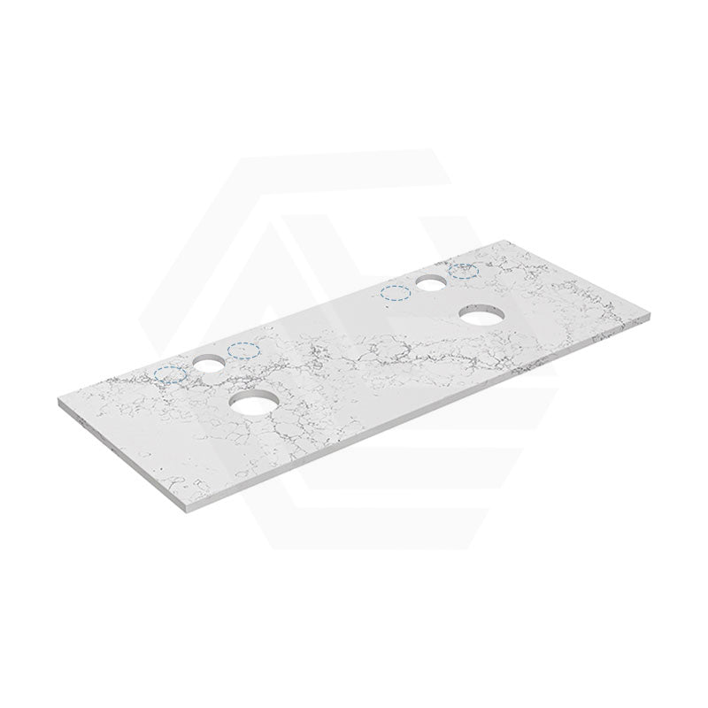 Lukka 20mm Thick Calacatta White Zero Silica Engineer Stone Top with Center Waste Hole,  12 /10/2 O'clock Semi Drilled Tap Hole Available 605-1505mm