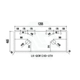 20mm Thick Lukka Calacatta White Zero Silica Engineered Stone Vanity Top with Center Waste Hole, 605-1505mm, Semi-Drilled Tap Hole at 12/10/2 O'clock Positions