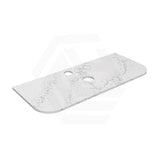 Lukka 20mm Thick Calacatta White Curved Edge Zero Silica Engineer Stone Top with Center Waste Hole,  12 /10/2 O'clock Semi Drilled Tap Hole Available 605-1805mm