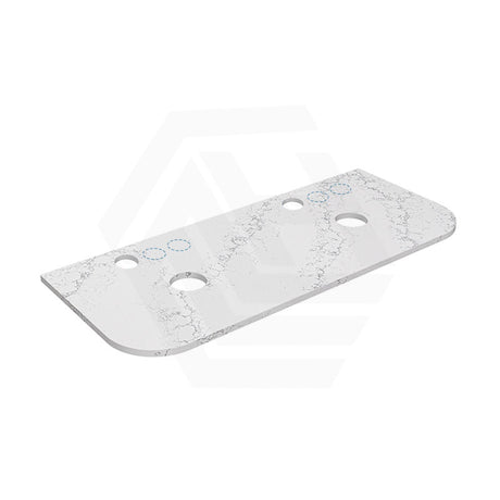 Lukka 20mm Thick Calacatta White Curved Edge Zero Silica Engineer Stone Top with Center Waste Hole,  12 /10/2 O'clock Semi Drilled Tap Hole Available 605-1805mm