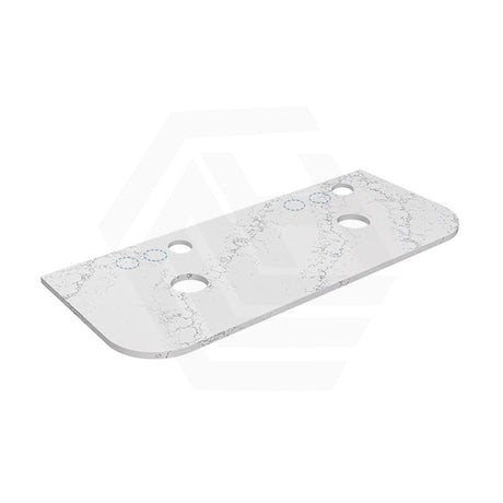 Lukka 20mm Thick Calacatta White Curved Edge Zero Silica Engineer Stone Top with Center Waste Hole,  12 /10/2 O'clock Semi Drilled Tap Hole Available 605-1805mm