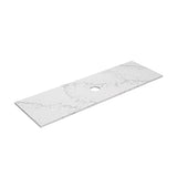 20mm Thick Lukka Calacatta White Zero Silica Engineered Stone Vanity Top with Center Waste Hole, 605-1505mm, Semi-Drilled Tap Hole at 12/10/2 O'clock Positions