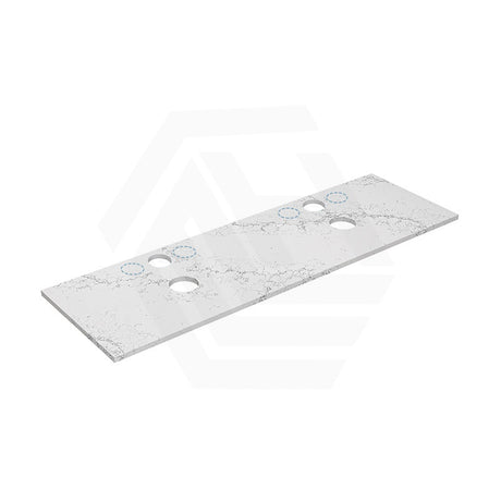 Lukka 20mm Thick Calacatta White Zero Silica Engineer Stone Top with Center Waste Hole,  12 /10/2 O'clock Semi Drilled Tap Hole Available 605-1505mm