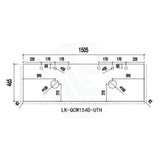 20mm Thick Lukka Calacatta White Zero Silica Engineered Stone Vanity Top with Center Waste Hole, 605-1505mm, Semi-Drilled Tap Hole at 12/10/2 O'clock Positions