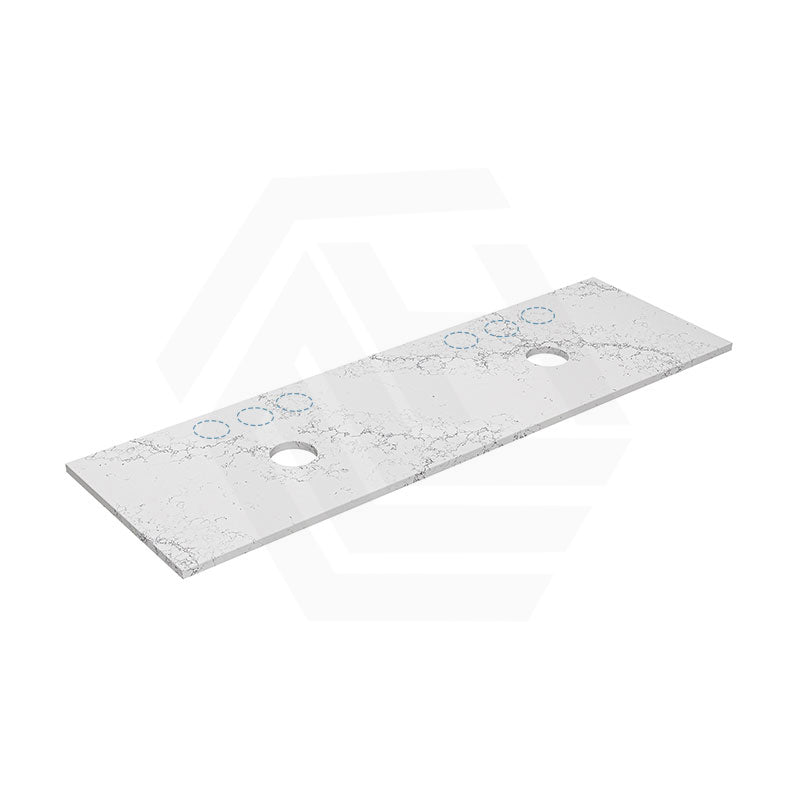 Lukka 20mm Thick Calacatta White Zero Silica Engineer Stone Top with Center Waste Hole,  12 /10/2 O'clock Semi Drilled Tap Hole Available 605-1505mm