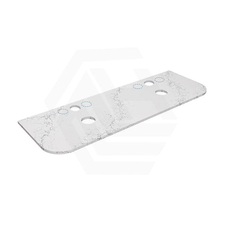 Lukka 20mm Thick Calacatta White Curved Edge Zero Silica Engineer Stone Top with Center Waste Hole,  12 /10/2 O'clock Semi Drilled Tap Hole Available 605-1805mm
